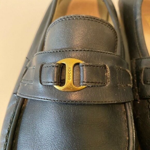 Gucci Loafers Shoes Blue Leather Slip-On Moc Toe 9